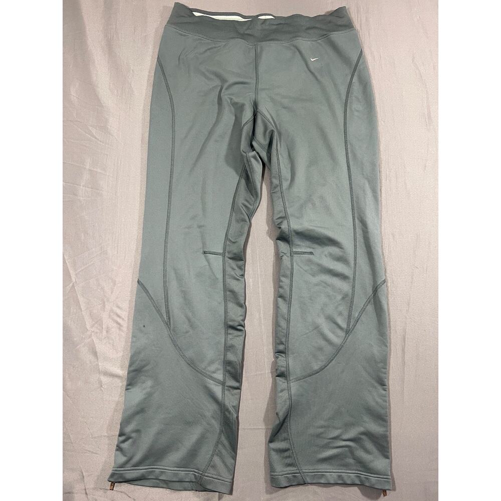 Nike Dri-Fit Athletic Leggings Gray Green Womens Large Training Pants